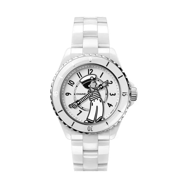 Chanel Montre CHANEL Mlle J12 la Pausa automatique cadran blanc bracelet céramique 38 mm