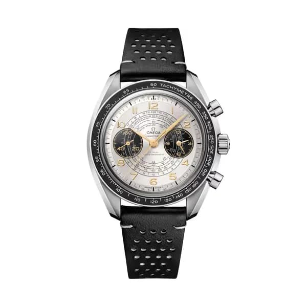 Omega Speedmaster 43 mm, acier sur bracelet en cuir