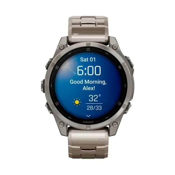 Garmin Montre Garmin Fenix 8 47mm AMOLED Sapphire Titane Bracelet Titane + Silicone