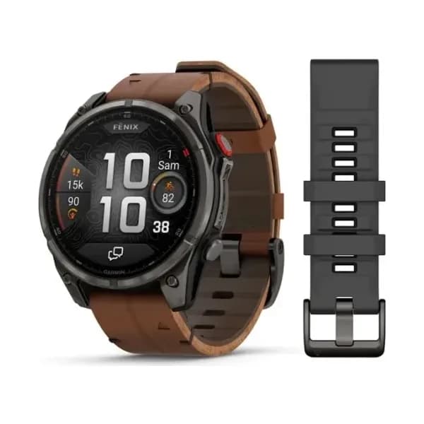 Garmin Montre Garmin Fenix 8 Pro 47mm AMOLED Sapphire Titane Bracelet Cuir + Silicone