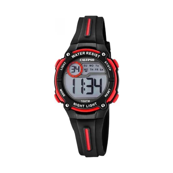 Calypso Montre Calypso en Plastique Noir et Rouge