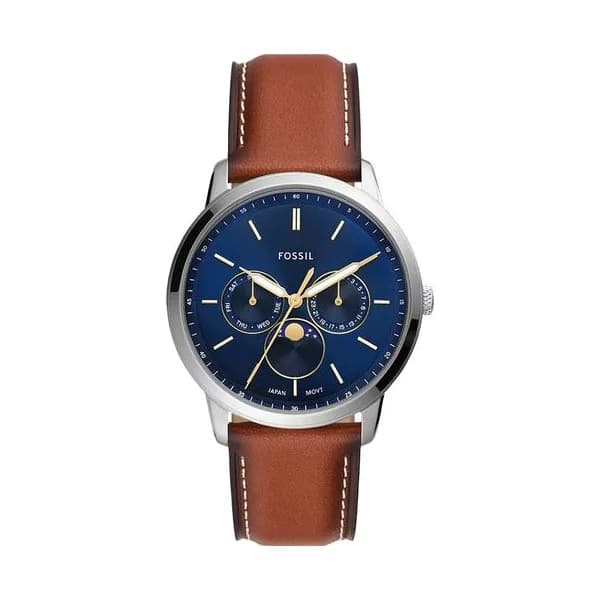 Fossil Montre Homme FOSSIL NEUTRA en Cuir Marron Etanche