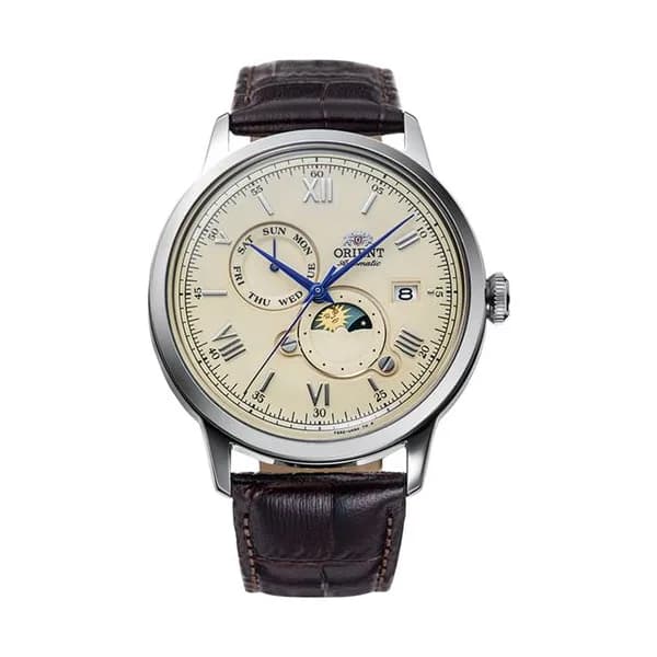 Orient Montre Automatique Orient Collection Classic Sun &amp; Moon en Cuir Marron