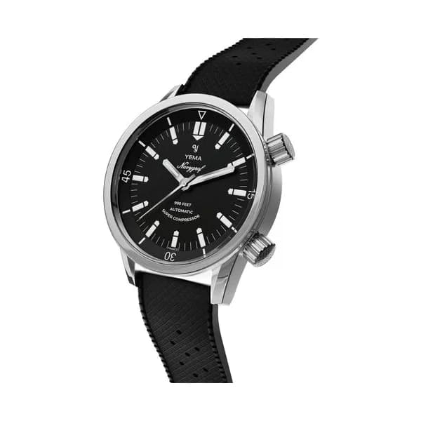 Yema Montre Yema Navygraf Super Compressor automatique cadran noir bracelet tropic 38,5 mm