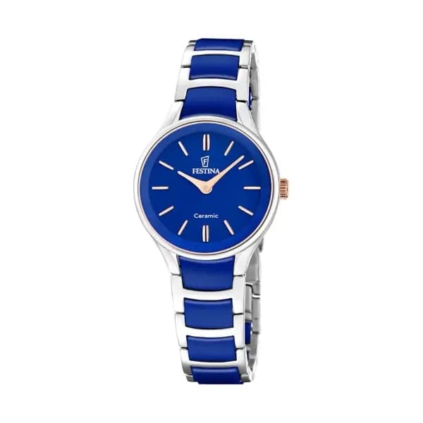 Festina Montre Festina Ceramic Bimatiere Bleu