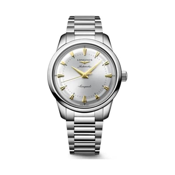 Longines Montre Longines Conquest Heritage automatique cadran argenté bracelet acier 40 mm