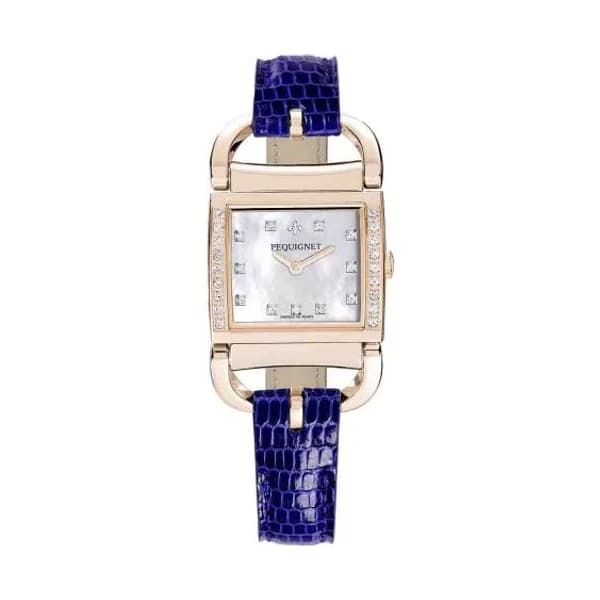 Pequignet E. Montre Pequignet Attellage Quartz - Cadran Nacre Blanc - Bracelet Bleu - 5896509CD-LBL