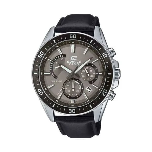 Casio Edifice Montre Casio Edifice - Chronographe Standard - Marron & Cuir Noir - EFR-552L-5AV