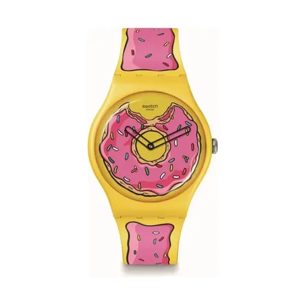 Swatch Montre quartz Mixte the simpsons Jaune, Rose