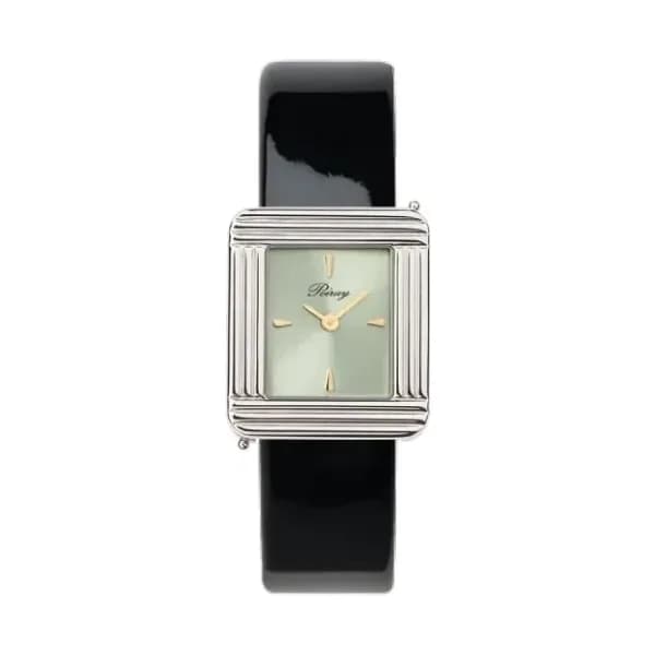 Poiray Montre Poiray Ma Première Acier Cadran Vert Bracelet Veau Vernis Noir