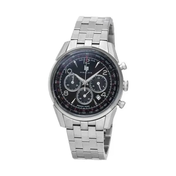 Lip Montre Lip Himalaya Chronographe - Homme - cadran Noir- 40 mm - Acier 316 L poli et brossé - 671720