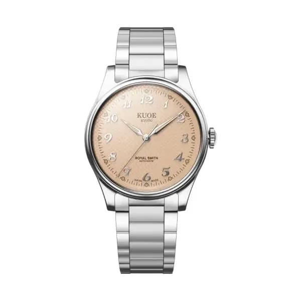 Kuoe Kyoto Montre Royal Smith 90-006 Breguet Numerals Silver Case Dusty Pink Dial