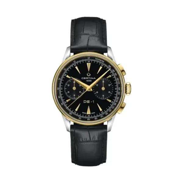 Certina Montre Certina DS-1 Chrono Auto Cadran Noir Bracelet Cuir