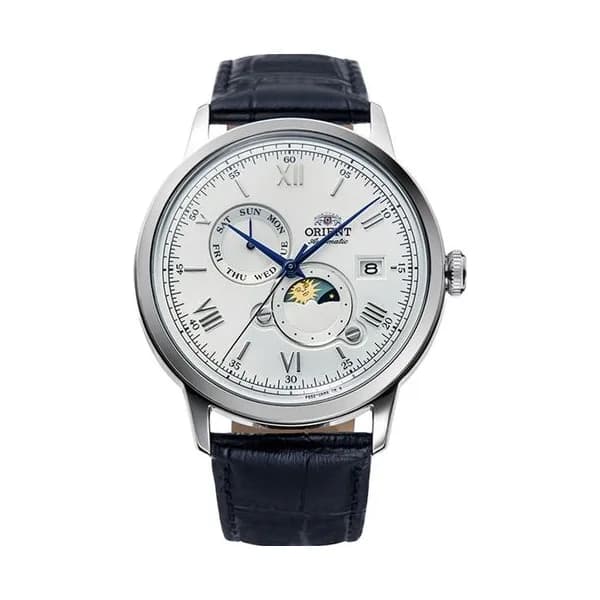 Orient Montre Automatique Orient Collection Classic Sun &amp; Moon en Cuir Bleu
