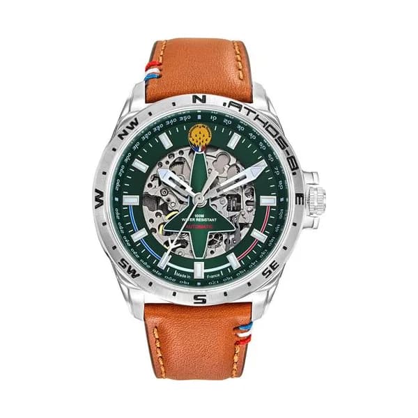 Patrouille de France Montre Automatique Patrouille de France Collection Athos 8 en Cuir Marron