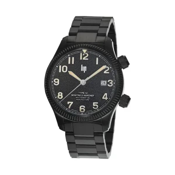 Lip Montre Lip Type 14 Automatique - Manufacture - Homme - cadran Noir- 41 mm - Acier et PVD Noir- 676033