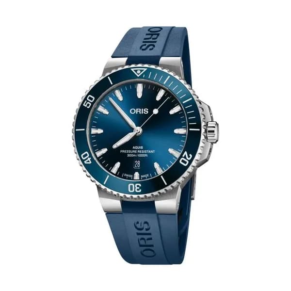 Oris Montre Oris Plongée Aquis Date Calibre 733 automatique cadran bleu bracelet caoutchouc bleu 43,5 mm