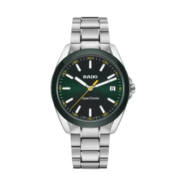 Rado Montre Rado Hyperchrome Quartz Cadran Vert Bracelet Argenté