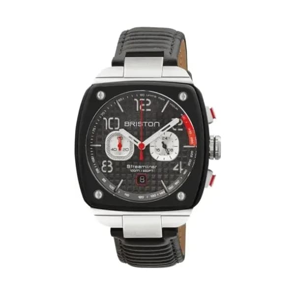 Briston Montre Briston Streamliner Urban Acier &amp; Acétate Cadran Noir 42 mm