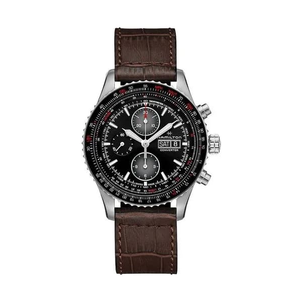 Hamilton Montre Hamilton Khaki Pilot Converter automatique chronographe bracelet cuir 44 mm