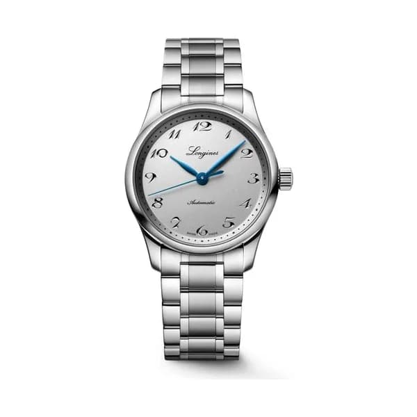 Longines Montre Longines Master Collection automatique cadran argent et bleu bracelet acier 34 mm