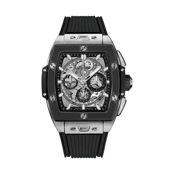 Hublot Montre Hublot Spirit of Big Bang Titanium Ceramic automatique cadran squelette bracelet caoutchouc noir 42 mm