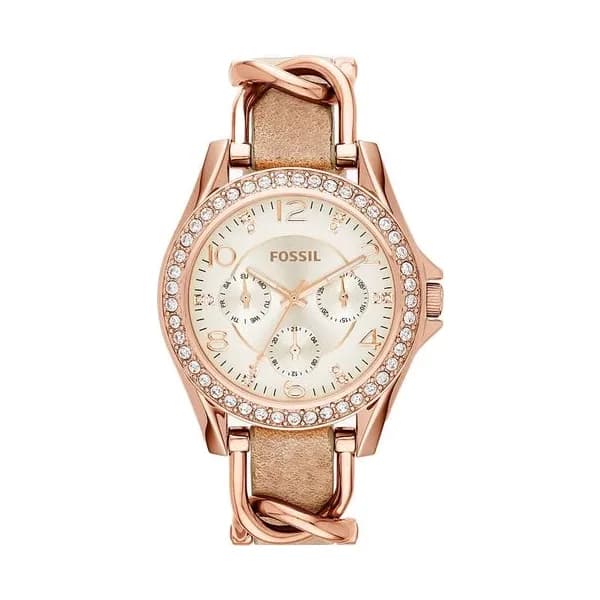Fossil Montre Femme FOSSIL en Cuir Beige Etanche