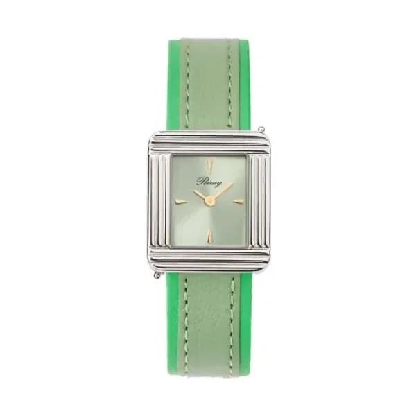 Poiray Montre Poiray Ma Première Acier Cadran Vert Bracelet Veau Sellier Olive