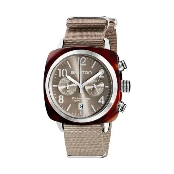 Briston Montre Briston Clubmaster Classic Acétate Bracelet Nato Gris Taupe