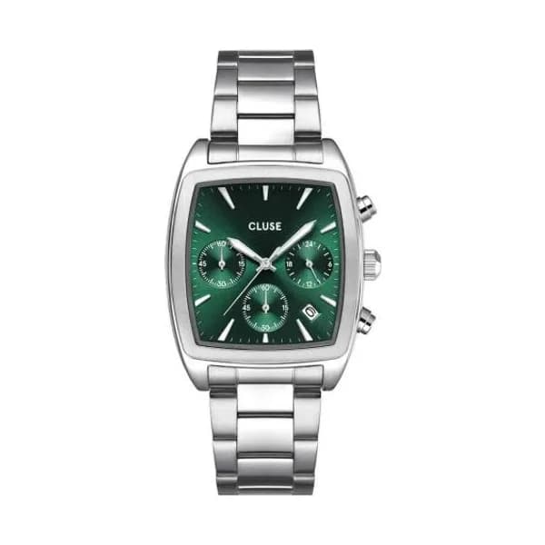 Cluse Quartaut Chrono Watch Steel, Green, Silver Colour