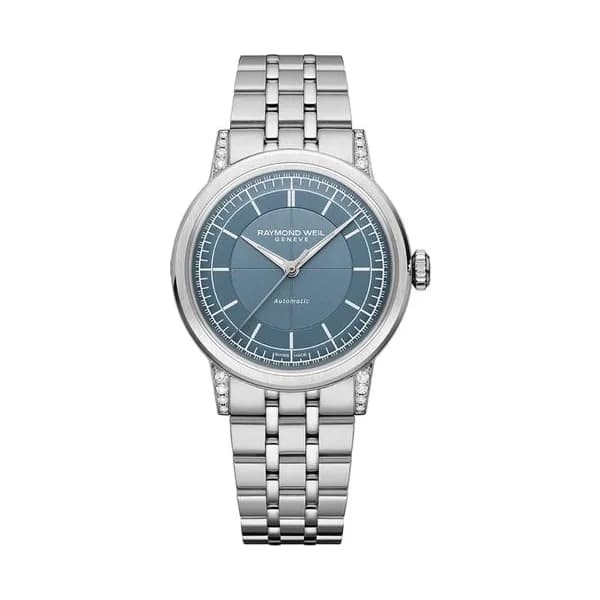Raymond Weil Montre Raymond Weil Millesime Automatique Seconde Centrale Diamants cadran bleu bracelet acier 35 mm