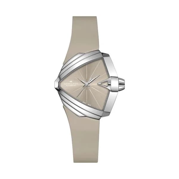 Hamilton Montre Hamilton Ventura S automatique cadran beige bracelet caoutchouc beige 34,5 x 38 mm