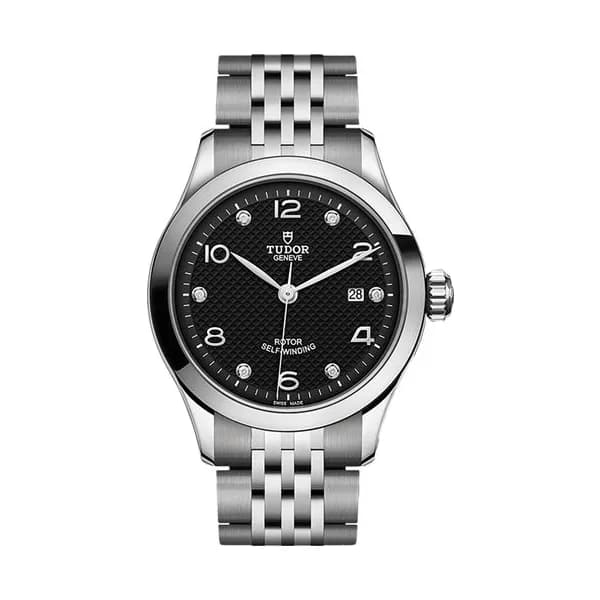Tudor Montre Tudor 1926 automatique index diamants cadran noir bracelet acier 28 mm