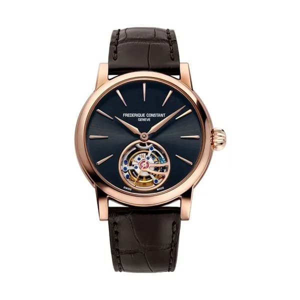 Frédérique Constant Montre Frédérique Constant Tourbillon Manufacture Automatique Cadran Gris anthracite Bracelet Crocodile - FC-980G3H9