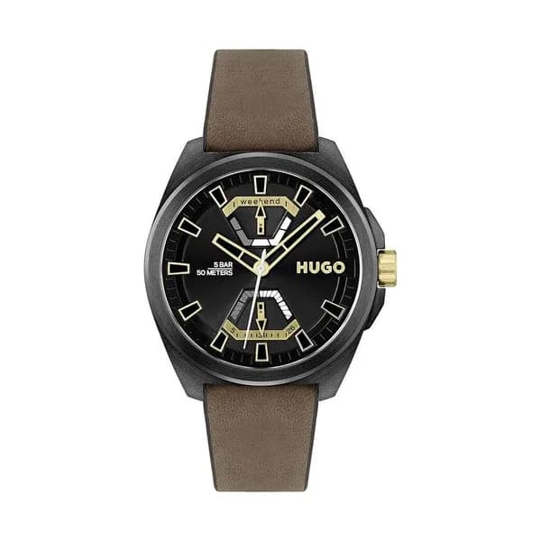 Hugo Montre Hugo en Cuir Marron