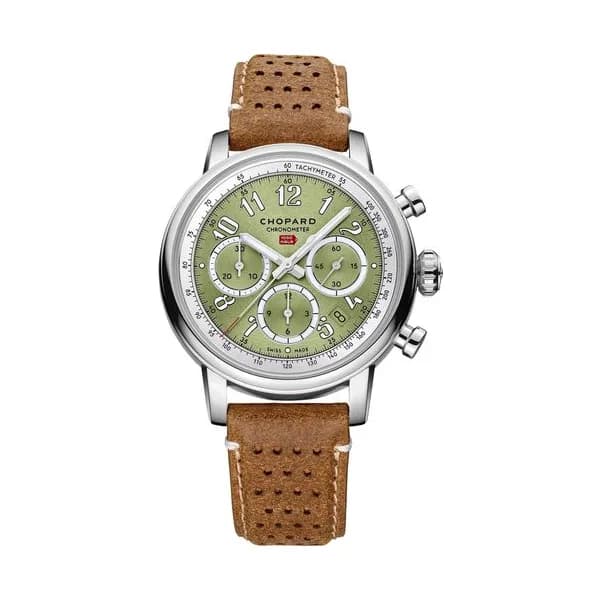 Chopard Montre Chopard Mille Miglia Classic Chronographe automatique cadran vert bracelet cuir brun 40,5 mm