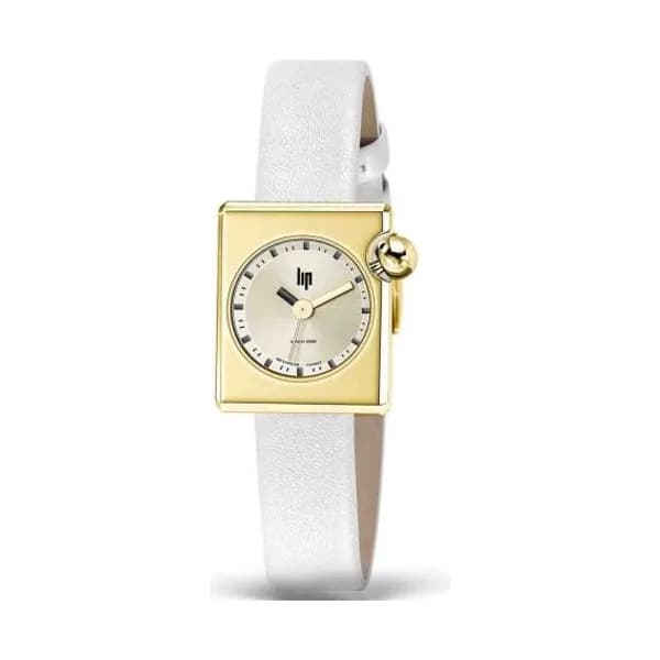 Lip Montre Lip Mach 2000 Mini Square - - cadran Doré- 30 x 28 mm - Acier et PVD Doré -671663