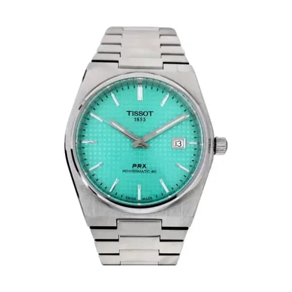 Daniel Gérard Montre Occasion Tissot PRX Powermatic 80 Cadran Vert Clair Bracelet Acier