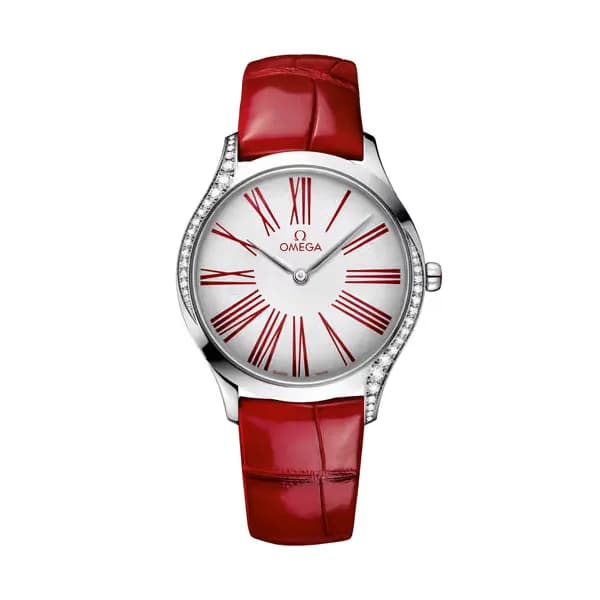 Omega De Ville 36 mm, acier sur bracelet en cuir