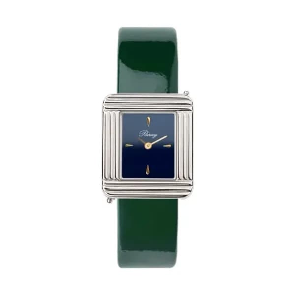 Poiray Montre Poiray Ma Première Acier Cadran Bleu Bracelet Veau Vernis Vert