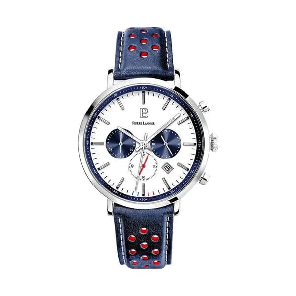 Pierre Lannier Montre Pierre Lannier Collection Baron en Cuir Bleu