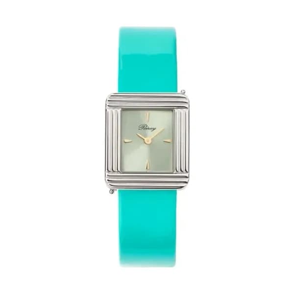 Poiray Montre Poiray Ma Première Acier Cadran Vert Bracelet Veau Vernis Turquoise