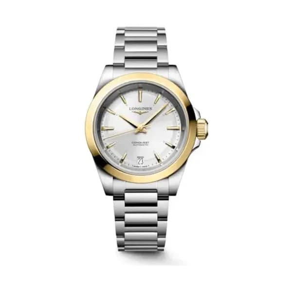 Longines Montre Longines Conquest 34 mm Automatique Cadran Argenté "soleil" Bracelet Acier