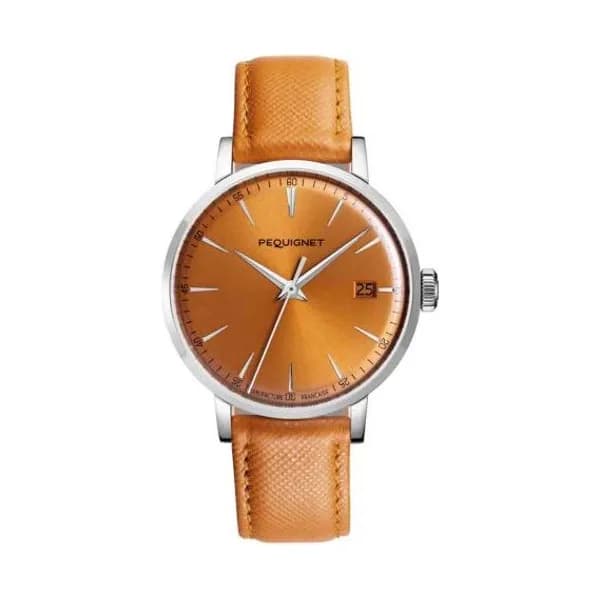 Pequignet Montre Pequignet Manufacture Attitude Automatique Cadran orange soleillé - 9060403