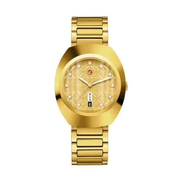 Rado Montre Rado Diastar Original Automatique Cadran Jaune Bracelet Doré