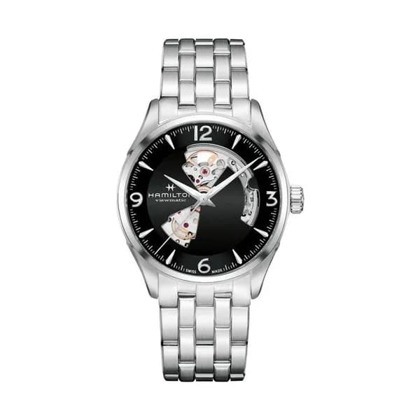 Hamilton Montre Hamilton Jazzmaster Open Heart Automatique Cadran Noir Bracelet Acier 42 mm
