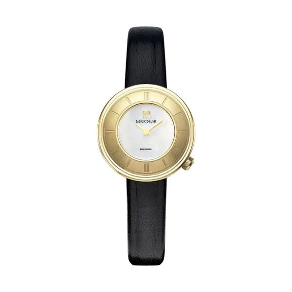 March LA.B Montre March LA.B Lady VOLANTE Nacre cadran blanc bracelet cuir noir 30 mm