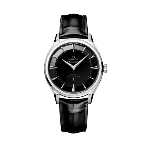 Omega Constellation 39,4 mm, O-MEGASTEEL sur alligator