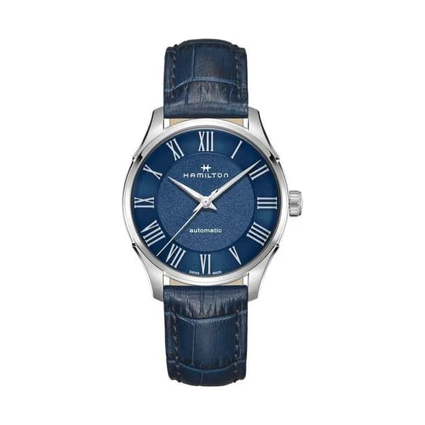 Hamilton Montre Hamilton Jazzmaster automatique cadran bleu bracelet cuir bleu 40 mm
