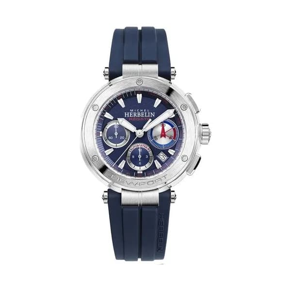 Michel Herbelin Montre Michel Herbelin Newport Edition Limitée automatique cadran bleu bracelet caoutchouc bleu 43,5 mm